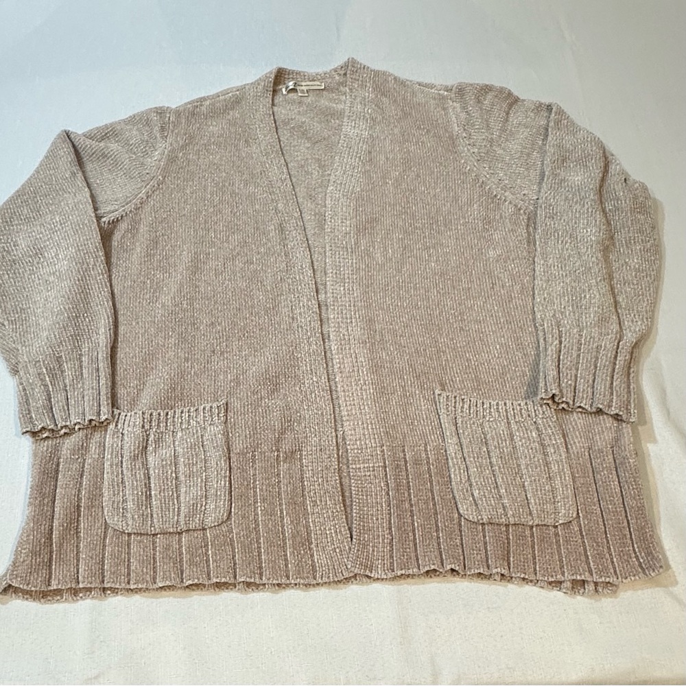 Seven7 Taupe Knit Cardigan — Textured Pockets